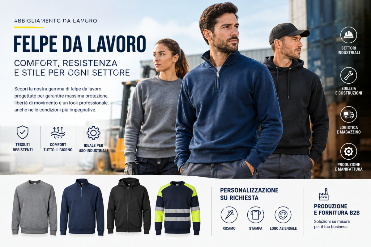 Felpe da lavoro personalizzate per settori industriali e professionali